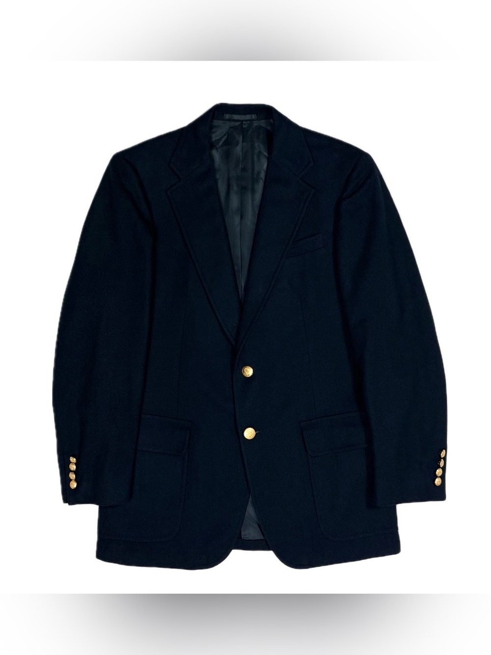 Vtg Stanley Blacker Lord Taylor Woolmark Navy Gold Button Blazer‎ Sport Coat 40R